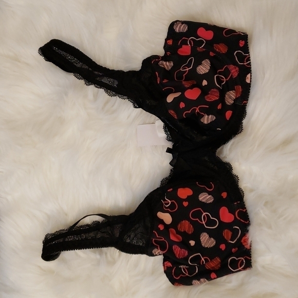 Curve Muse Unlined Underwire Heart Print Bra - Picture 1 of 13